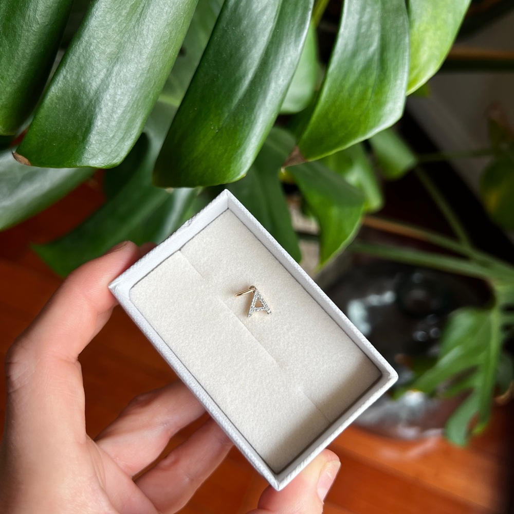 Mejuri diamond letter charm “A”